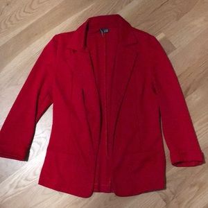 Red cotton/ jersey blazer, size M (runs small)